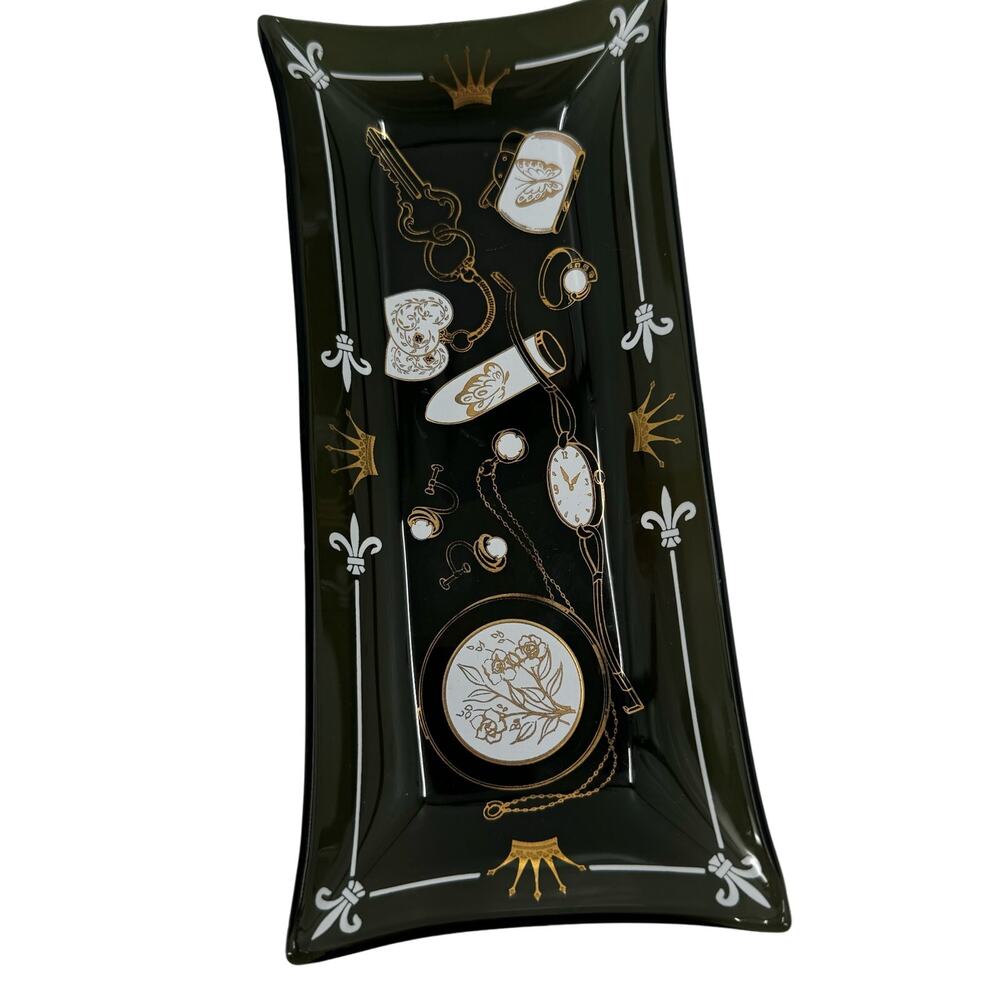 Vintage Gold and black trinket tray